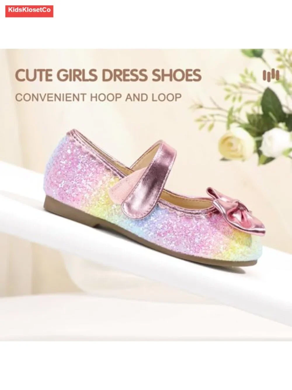 Toddler Girls Sparkle Bow Ballet Flats Dress Shoes Party School